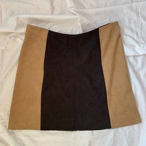 Brown and Black Color-block Mini Skirt